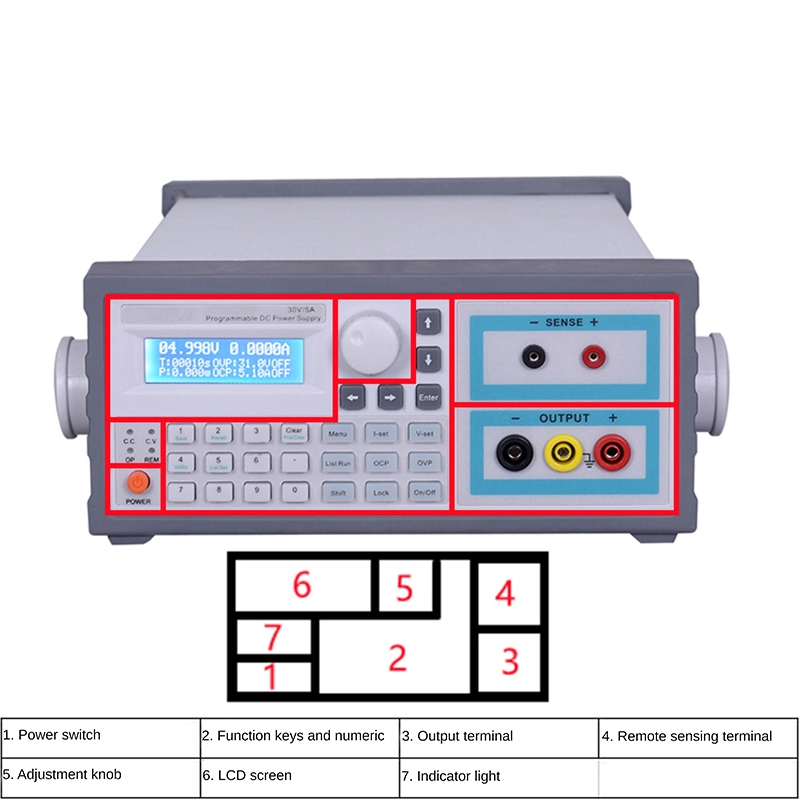 Linear Lab Power Supply Adjustable - Laboratuvar tipi, yüksek hassasiyetli, altı haneli